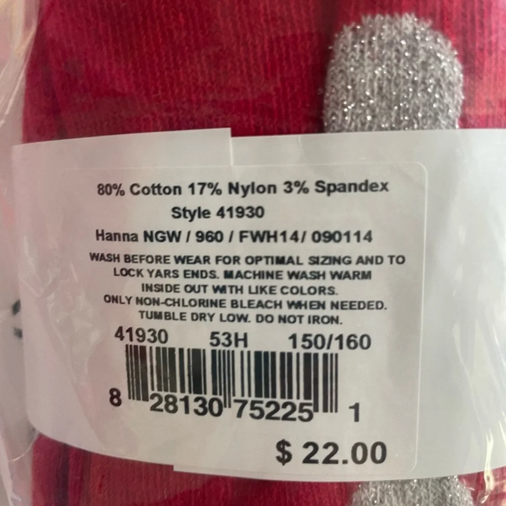 Hanna Andersson red silver polka dot winter tights sz 150 160 cotton 10 12 girls